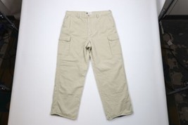 Vintage 90s Gap Mens 40x30 Faded Fleece Lined Wide Leg Cargo Pants Beige... - $74.20