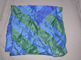 VERA NEUMANN BLUE GREEN SIGNED VINTAGE 70S SCARF - $29.69