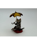 Fritz Bermann Wiener Austrian Cold Painted Bronze Cat with Ripped Umbrella - $179.99