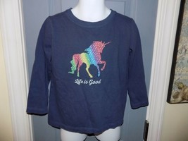 Life is Good Unicorn Blue Long Sleeve Shirt Size 3T Girl&#39;s EUC - $17.52