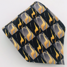VTG Jerry Garcia Happy Birthday Collection 8 Black &amp; Gold Fire Tie 3.75&quot; W 59&quot; L - £14.80 GBP