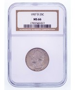1957-D 25C Washington Quarter Graded by NGC as MS-66 - $966.64 MXN