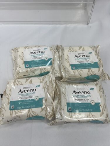 (4) Aveeno Calm Restore Wipes Nourishing Makeup Removing Towelettes Face 25ct - $26.97
