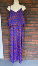 Sleeveless Maxi Dress Size 6 Blue Orange Sundress Boho Gypsy Festival Spaghetti - £4.57 GBP