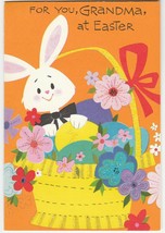 Vintage Easter Card Bunny Basket of Eggs Glitter 1964 American Greetings... - $8.90