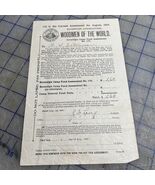 Woodmen Of The World 1905 Sovereign Camp Fund Receipt - $18.20 CAD