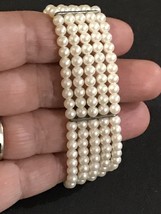 Vintage Five Raws Of Pearls Stratchable Bracelet  6.5” - £31.45 GBP