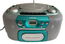Philips AZ8066/17Boom Box AM FM CD CASSETTE Stereo CD Dynamic Bass Boost - £25.69 GBP