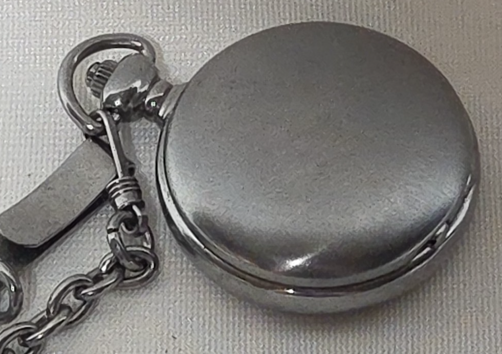 Vintage Relic Folio Pocket Watch Silver Tone Black Dial Keeps Time New... Item image 3