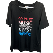 LuLaRoe Country Music T-Shirt Black XXS Short Sleeve Best Friends Graphi... - £23.14 GBP
