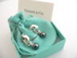 Tiffany &amp; Co Silver Hematite Fascination Ball Bead Dangling Dangle Earrings Gift - £627.73 GBP