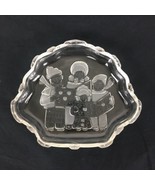 Christmas Carolers Clear Glass Dish Frosted Hearts Family Singers Candy ... - £15.56 GBP