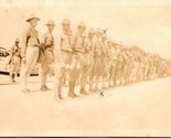 Vtg 1910s RPPC Postcard WW1 Soldiers Roll Call Standing in Line At Atten... - £7.71 GBP