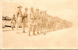 Vtg 1910s RPPC Postcard WW1 Soldiers Roll Call Standing in Line At Attention UNP - £7.69 GBP