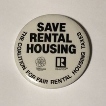 Save Rental Housing Political Campaign Pinback Button Pin 2-1/2” - £3.89 GBP