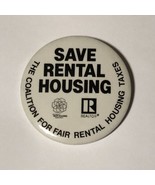 Save Rental Housing Political Campaign Pinback Button Pin 2-1/2” - £3.87 GBP