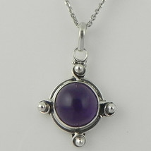 925 Sterling Silver Amethyst Handmade Necklace 18&quot; Chain Festive Gift PS-1906 - £23.57 GBP