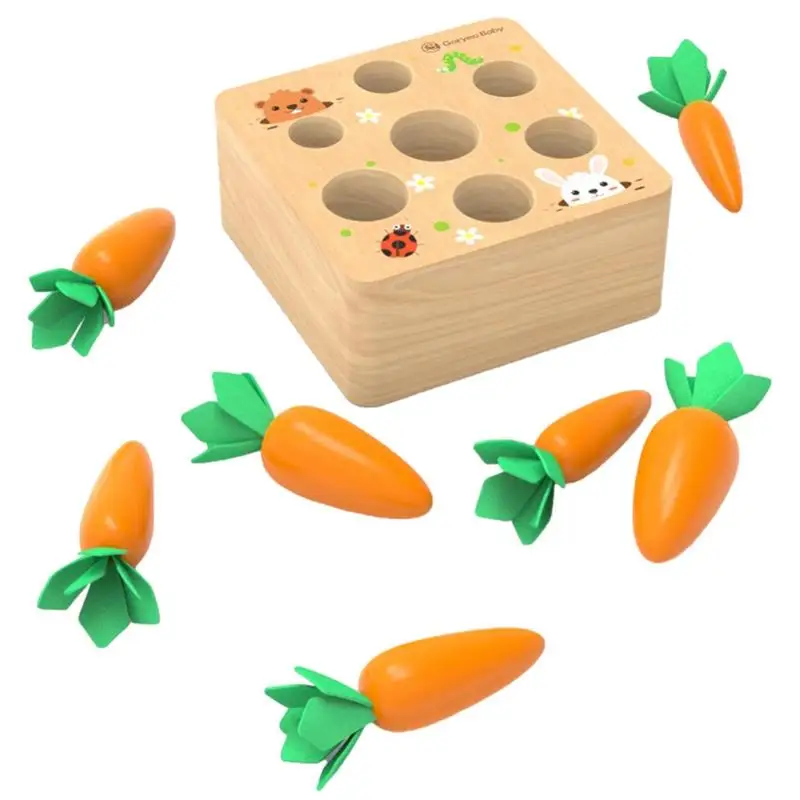 Toy realistic safe cute wooden harvest toy cartoon carrot toy educational game for hand thumb200