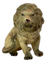 Vintage Male Lion Figurine Seated Sitting Ceramic Bone China Leo Safari Jungle - £11.75 GBP