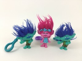 Trolls Movie Lot of 3 Keychains Hair Poppy Branch 2.5&quot; PVC Figures Clip ... - £10.86 GBP