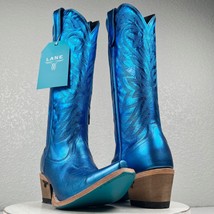 Lane SMOKESHOW Blue Cowboy Boots Womens 7 Leather Western Footwear Snip Toe Tall - £167.39 GBP