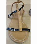 Montego Bay Club Thin Strap Sandals Womens Size 7.5 Beach Wear Black Tan  - €16,82 EUR
