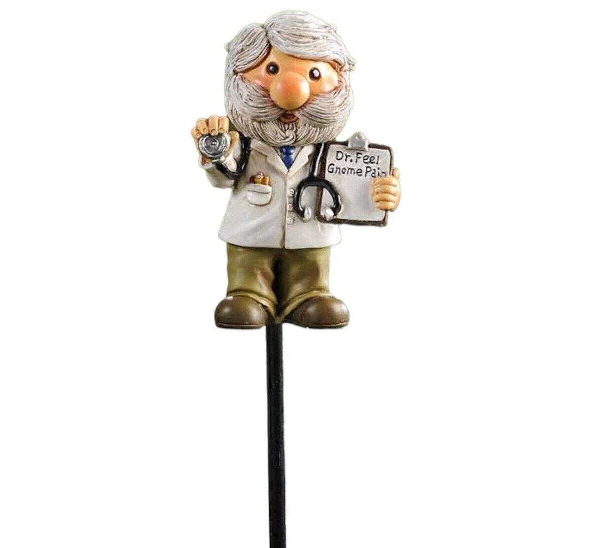 Doctor Gnome Plant Pick Set of 2 Resin 16.9" High with Stethoscope Metal Stake - $29.20