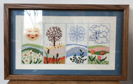 Vtg Framed 4 Seasons Winter Spring Summer Fall Embroidery Art - $1,000.00