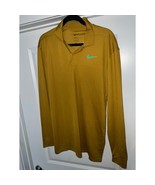 Rare Men&#39;s Nike Dri Fit Long Sleeve Half Button Shirt Gold - $67.33 CAD