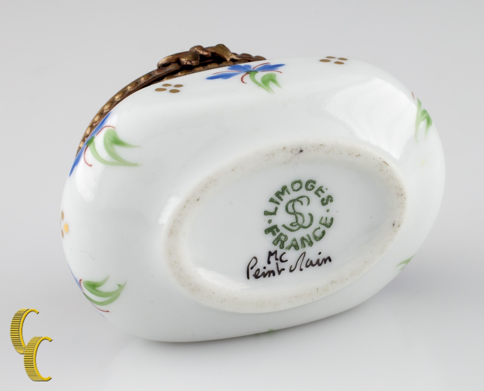 Petit Limoges Peint Principal Porcelaine Miel Théière Encre Bien Bibelot Boite Item image 5
