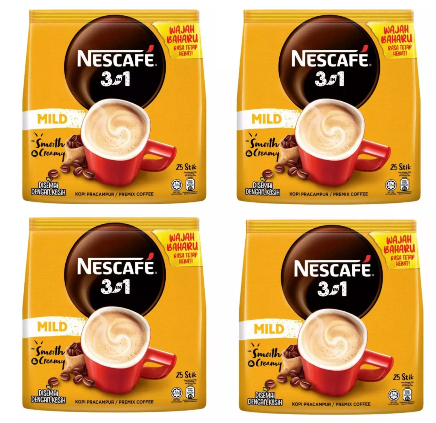 NESCAFE 3 in 1 Blend & Brew Mild Instant Coffee 100 sticks x 4 packs DHL EXPRESS - $68.90