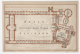 1904 Original Antique Map Of Vatican Museum / Museo Vaticano / Italy - £20.82 GBP