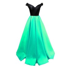 Plus Size Off The Shoulder Black Top Long Formal Prom Evening Dress Mint US 16W - £71.60 GBP