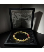 Titanium Rutilated Quartz Bracelet 7mm Cinnabar Wealth Deity Gold Bead L... - $39.99