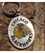 VTG PEWTER ENAMEL KEYRING KEYCHAIN CHICAGO BLACKHAWKS NHL - £19.58 GBP