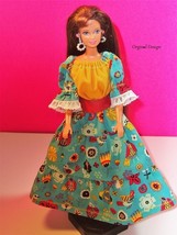 Handmade Barbie SW Yellow &amp; Teal Skirt &amp; Peasant Top For 11.5 Barbie Dolls - $14.03