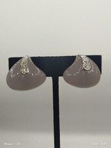 VTG Signed KENNETH J LANE Gray Limited Edition Lucite Crystal Clip Earrings - £46.78 GBP