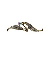 Vintage White Rhinestones Bar Brooch Gold Tone Metal Pin - $18.22