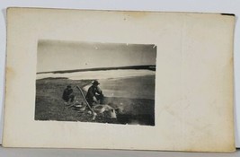 Hanley Sask. Canada Young Men Scene by Water Rifle Gun RPPC c1907 Postcard K15 - £15.68 GBP