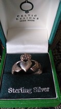 Vintage 1950-s Dublin Hallmarks Claddagh 925 Silver  Ring UK L US 5.75  Orig Box - $137.61