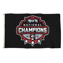 UGA NCAA University of Georgia 2021 National Champions Logo 3'x5' Flag Black USA - $38.00