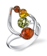 Sterling Silver Amber Leaf Ring - €77,21 EUR