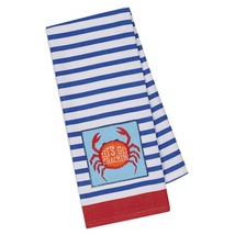 Kitchen Towel Design Imports Crab &quot;Let&#39;s Get Crackin&quot; Striped Cotton 18 x 28&quot; - £7.11 GBP