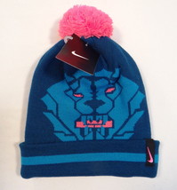 Nike Lebron James King Lion Knit Cuff Beanie with Pom Pom Youth Boy&#39;s 8-... - £23.35 GBP