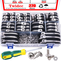 270 Pc Cable Clamps Assortment Kit Stainless Steel Rubber Coated  - £37.84 GBP