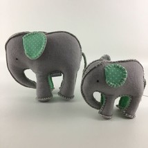 The Land Of Nod Plush Stuffed Animal Elephant Pair Mom Baby Rattle Toy Polka Dot - £39.47 GBP