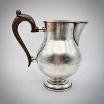 Antique Brass Silver Plated Creamer Jug Mug Pitcher Handle Wood Server M... - £110.63 GBP