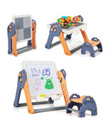 6-In-1 Folding Kids Art Easel with Reversible Building Block Tabletop - $2,150.30 MXN