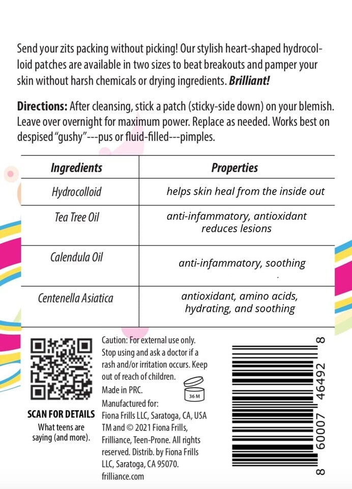 pimple  Frillance 2 PACK - Hydrocolloid Pimple Patches 36 Count Hearts shaped Item image 3