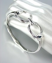 CHIC Designer Inspired Silver Horsebit Buckle Bamboo Magnetic Bracelet - £19.86 GBP